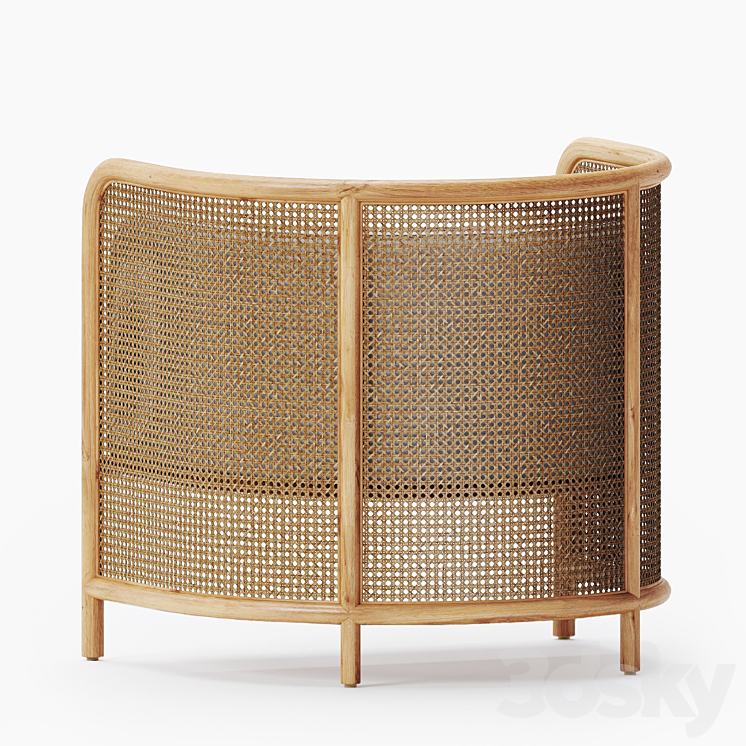 rattan arm chair 3DS Max - thumbnail 2