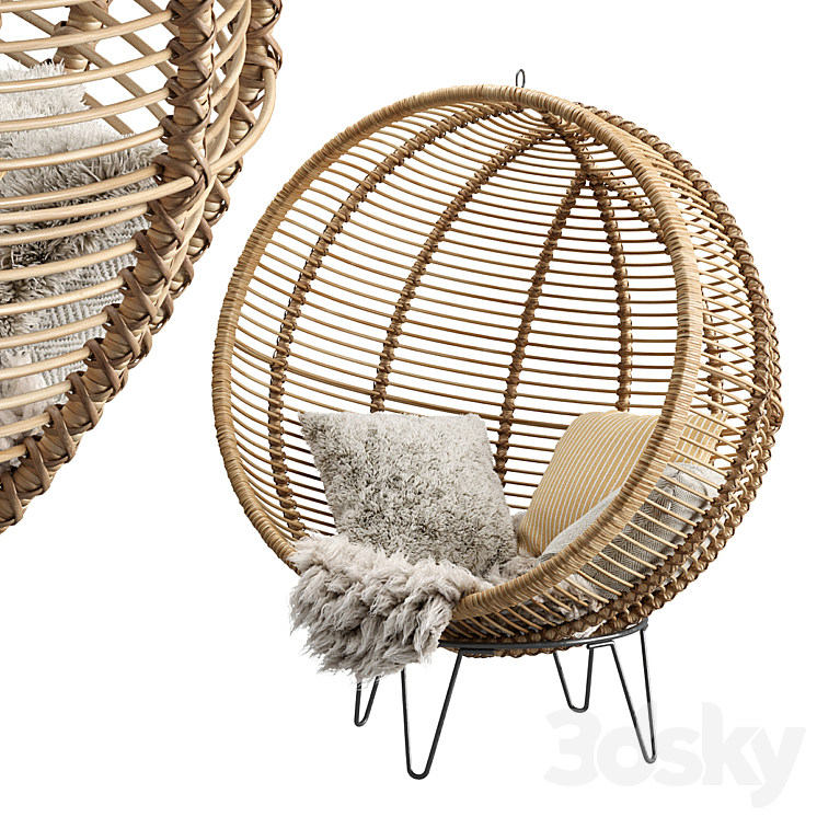 Rattan Cocoon Chair Cox & Cox 3DS Max - thumbnail 1