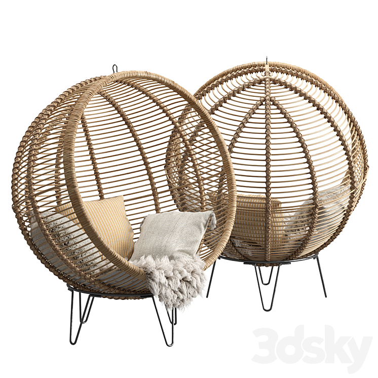 Rattan Cocoon Chair Cox & Cox 3DS Max - thumbnail 2