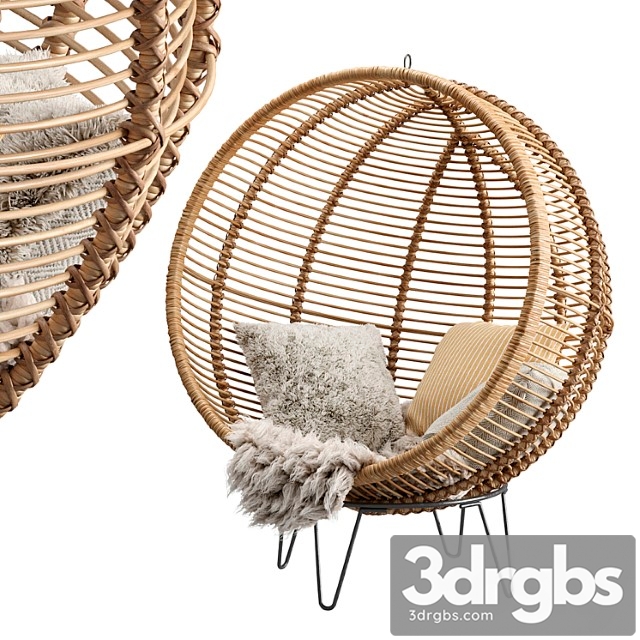 Rattan cocoon chair cox & cox 3dsmax Download - thumbnail 1