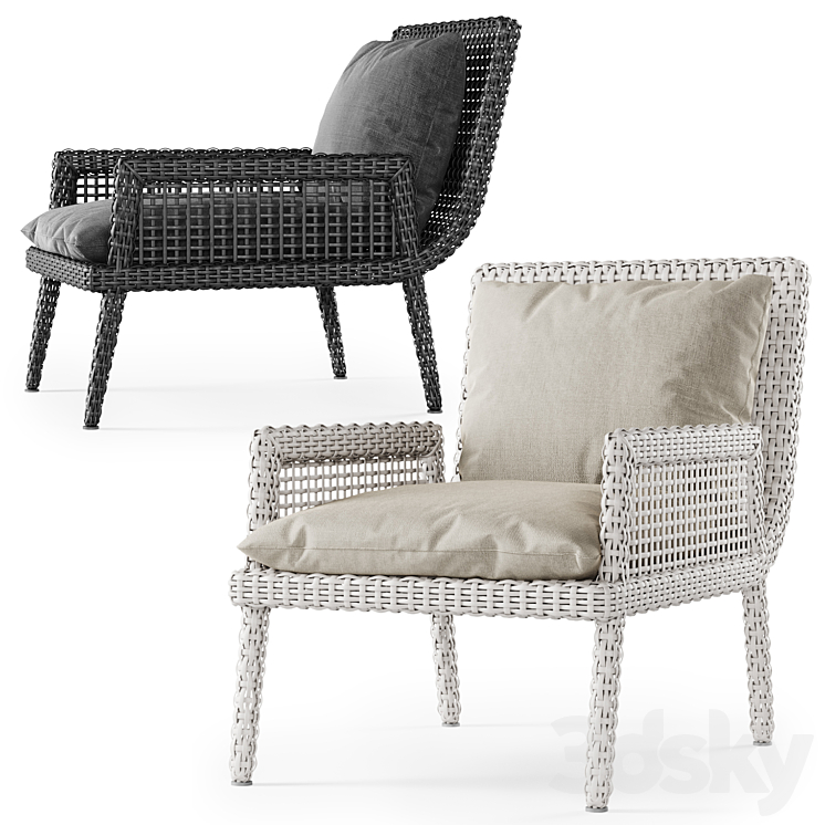 Rattan lounge chair DR51 \/ Rattan chair 3DS Max - thumbnail 1