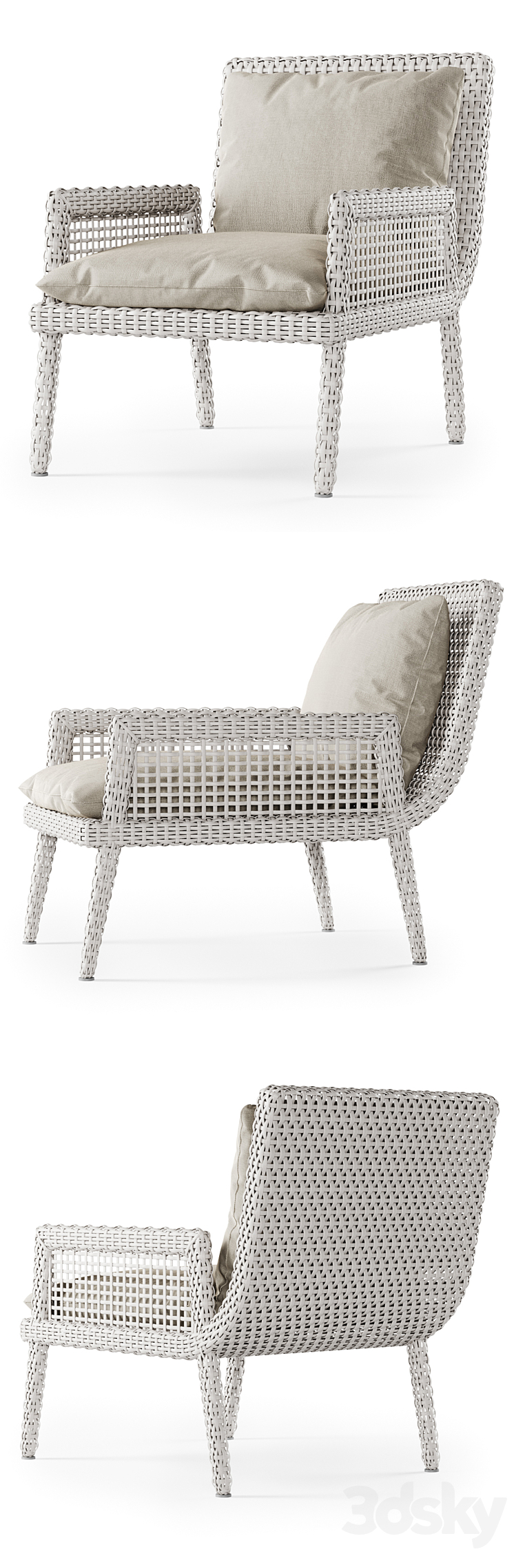 Rattan lounge chair DR51 \/ Rattan chair 3DS Max - thumbnail 2