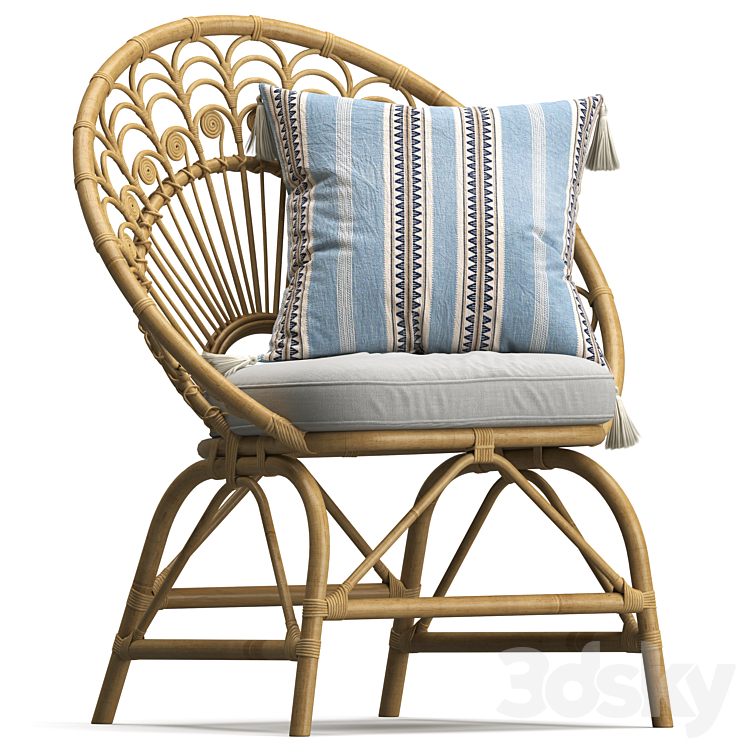 Rattan Vintage Armchair Peacock 3DS Max - thumbnail 1