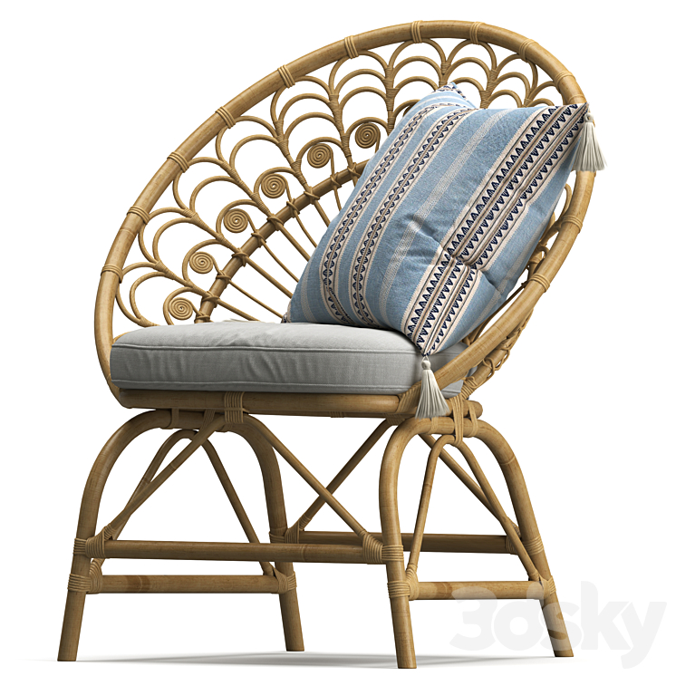 Rattan Vintage Armchair Peacock 3DS Max - thumbnail 2