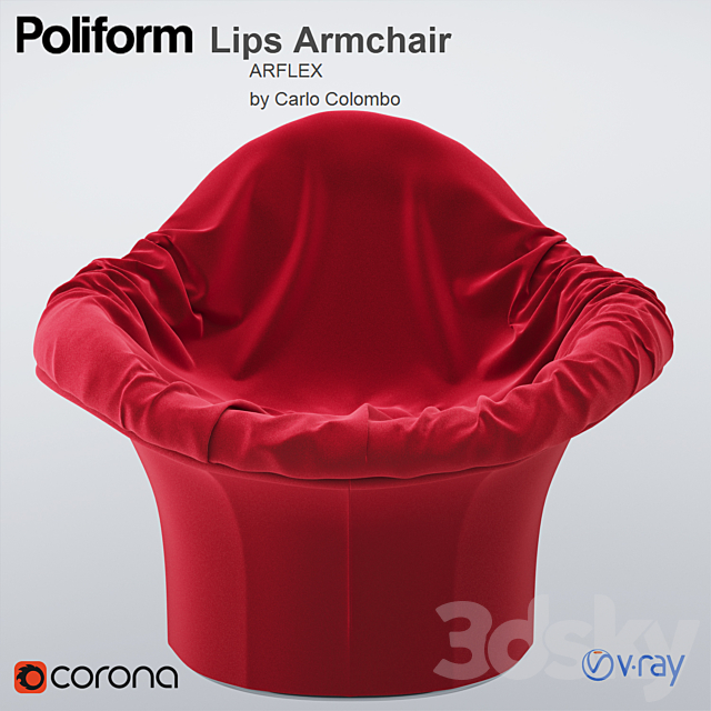 Red Lips Armchair by Carlo Colombo 3ds Max - thumbnail 1