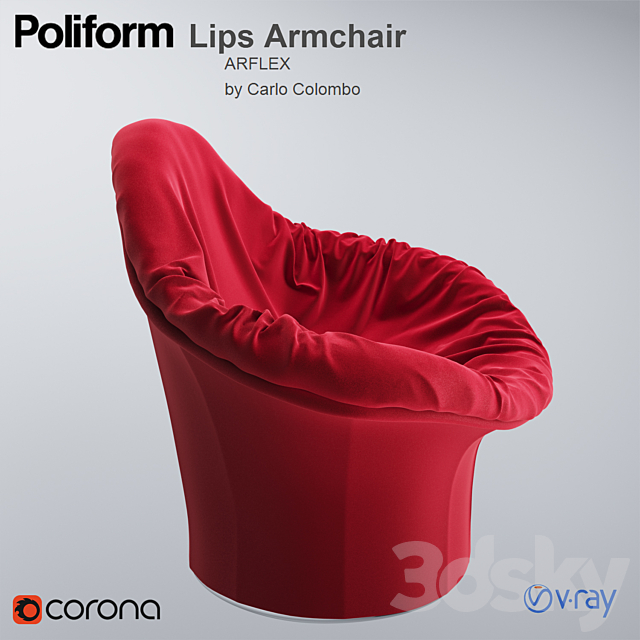 Red Lips Armchair by Carlo Colombo 3ds Max - thumbnail 2