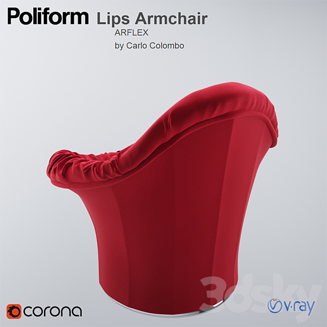 Red Lips Armchair by Carlo Colombo 3ds Max - thumbnail 3