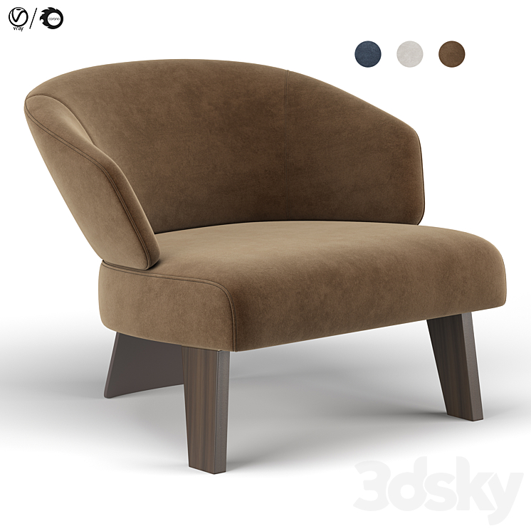 Reeves large armchair 3DS Max - thumbnail 1