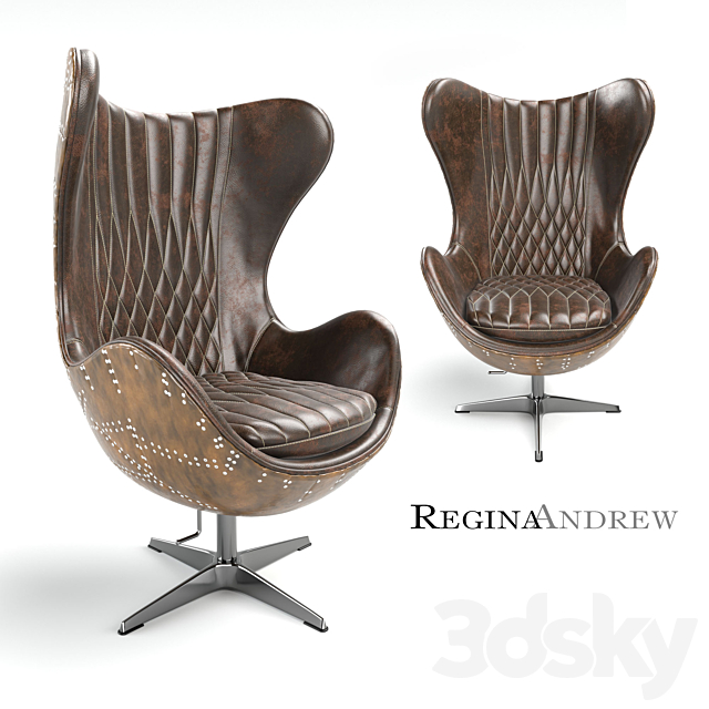 Regina Andrew Home Java Leather and Brass Egg Chair 3DSMax File - thumbnail 1