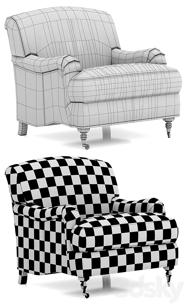 Restoration Hardware Barclay Chair 3DS Max Model - thumbnail 3