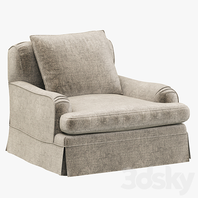 Restoration Hardware Belgian Classic Roll Arm Slipcovered Chair 3DSMax File - thumbnail 1