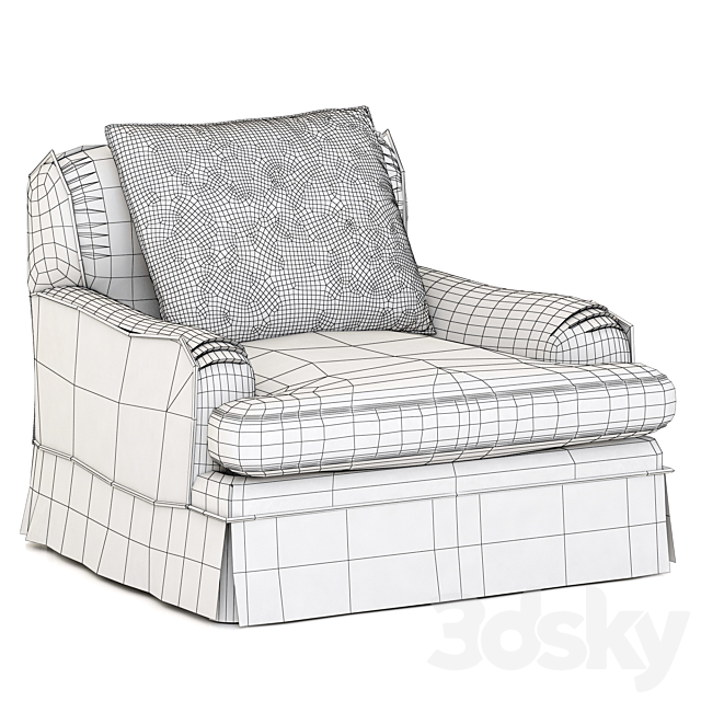 Restoration Hardware Belgian Classic Roll Arm Slipcovered Chair 3DSMax File - thumbnail 3