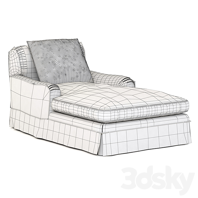 Restoration Hardware Belgian Classic Roll Arm Slipcovered Chaise 3DSMax File - thumbnail 2