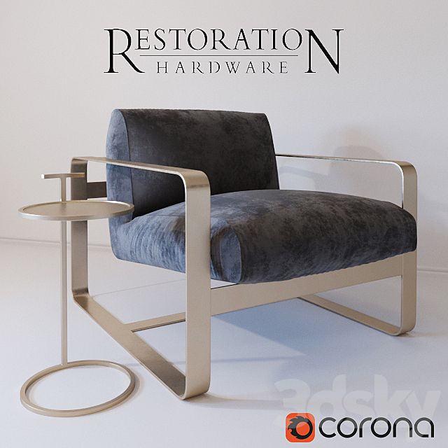 Restoration Hardware Chair 3ds Max - thumbnail 1