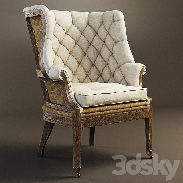 RESTORATION HARDWARE – Deconstructed 19th C. English Wing Chair 3ds Max - thumbnail 1