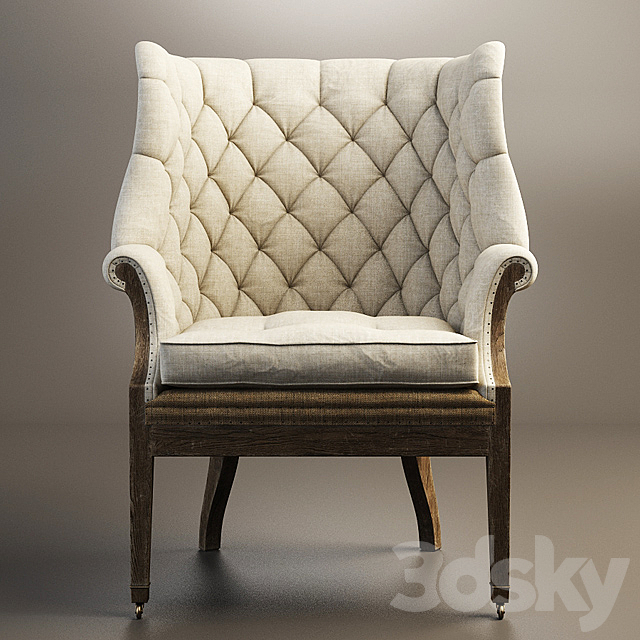 RESTORATION HARDWARE – Deconstructed 19th C. English Wing Chair 3ds Max - thumbnail 3