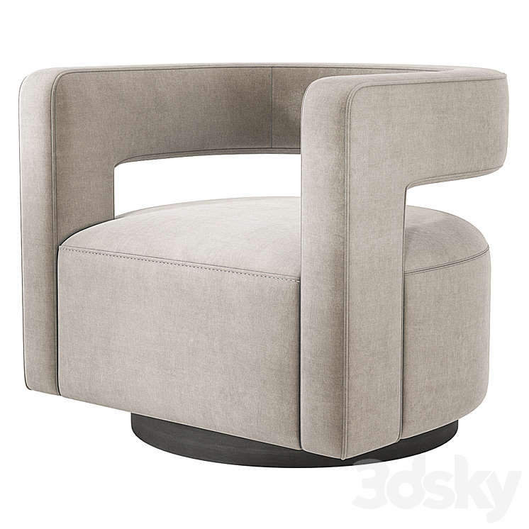 Restoration Hardware Drew Curved Swivel Chair RH 3DS Max - thumbnail 1