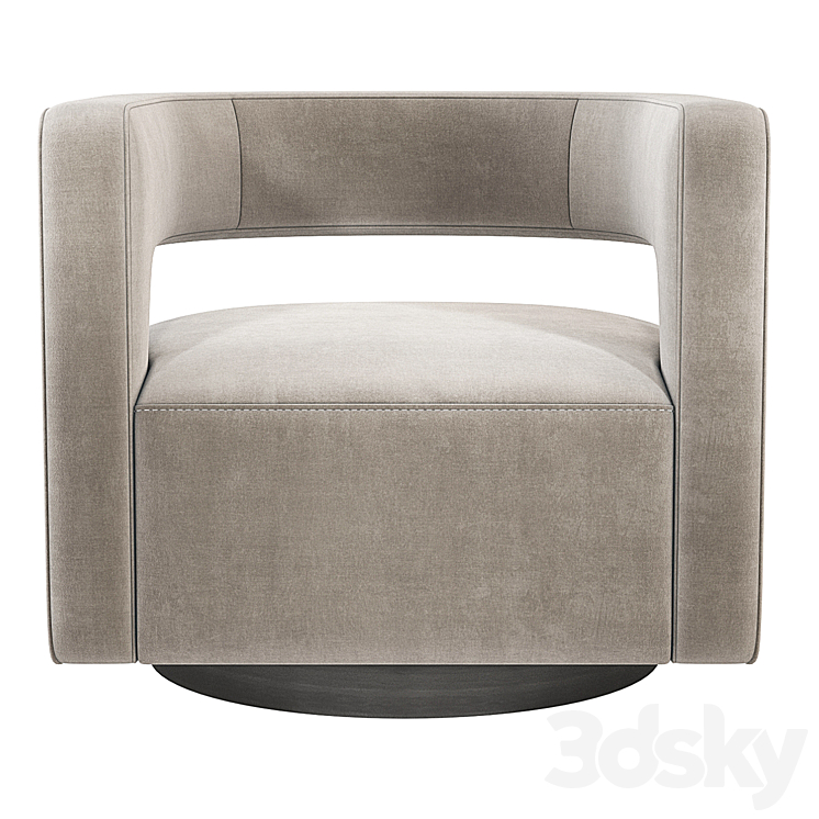 Restoration Hardware Drew Curved Swivel Chair RH 3DS Max - thumbnail 2