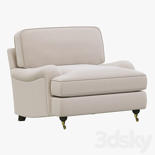 Restoration Hardware English Roll Arm Upholstered Chair 3ds Max - thumbnail 1