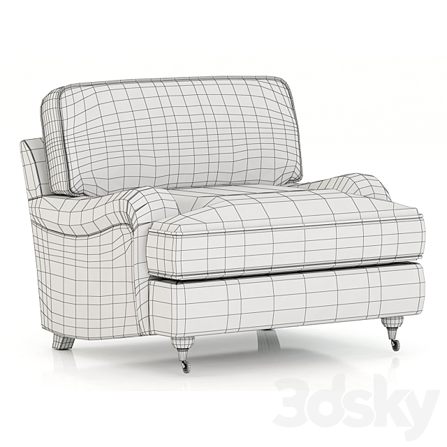 Restoration Hardware English Roll Arm Upholstered Chair 3ds Max - thumbnail 3