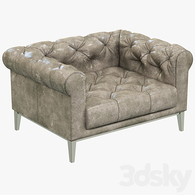 Restoration Hardware Italia Chesterfield Leather chair 3DSMax File - thumbnail 1