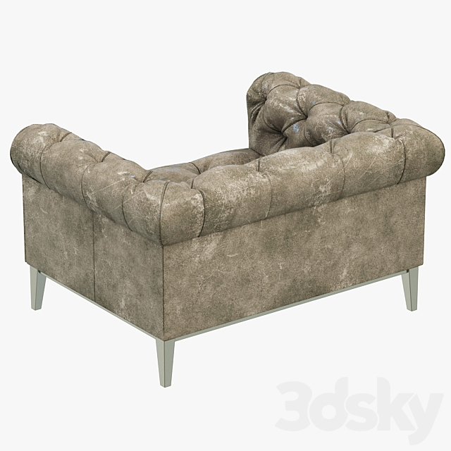 Restoration Hardware Italia Chesterfield Leather chair 3DSMax File - thumbnail 2