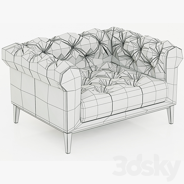 Restoration Hardware Italia Chesterfield Leather chair 3DSMax File - thumbnail 3