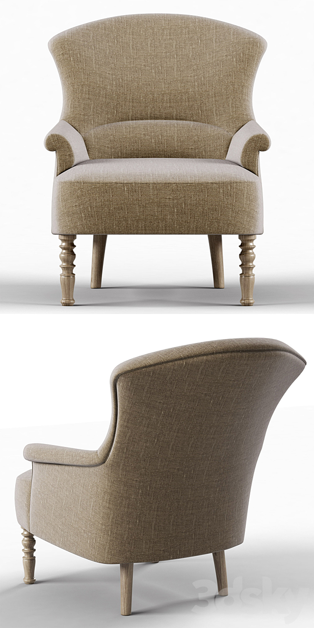 Restoration Hardware Josephine Chair 3ds Max - thumbnail 2