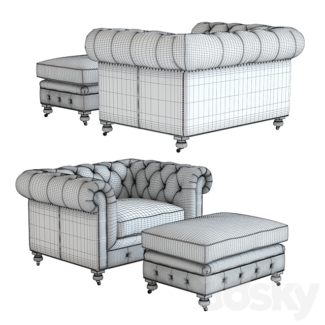 Restoration Hardware Kensington Leather Armchair 3DS Max Model - thumbnail 2