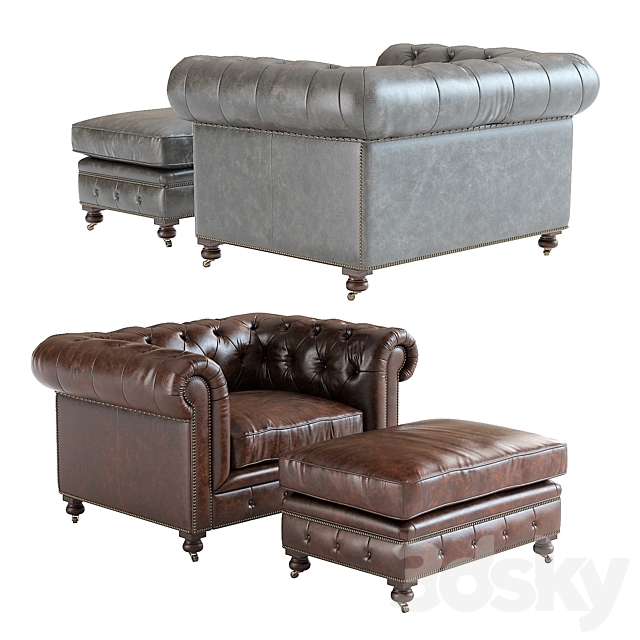 Restoration Hardware Kensington Leather Armchair 3DS Max Model - thumbnail 3