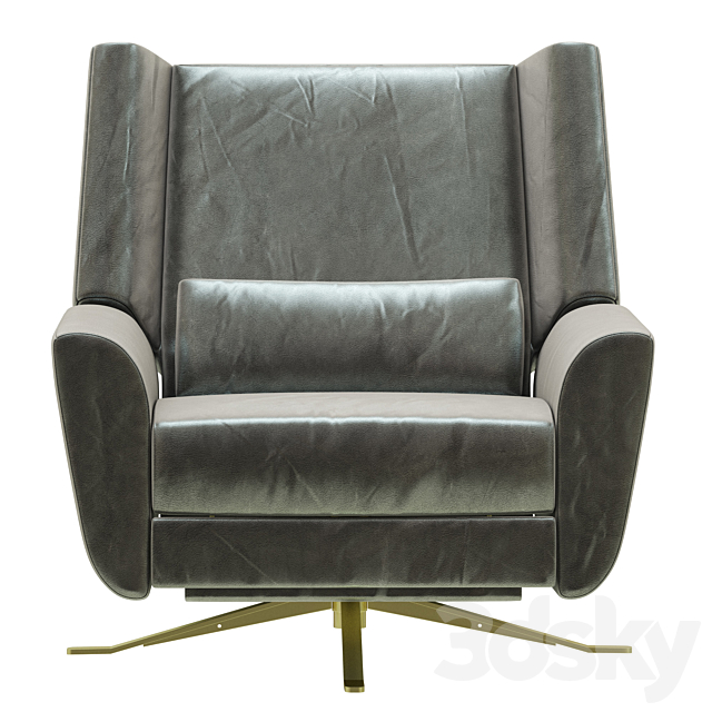 Restoration Hardware Luke Leather Swivel Recliner 3DS Max Model - thumbnail 2