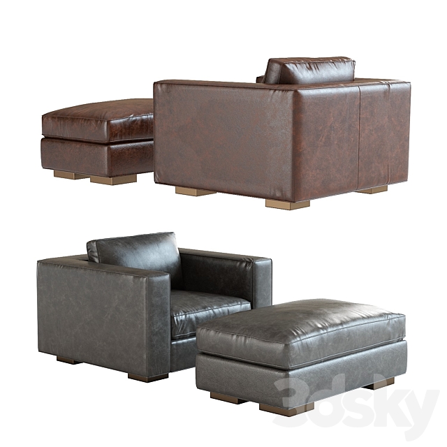 Restoration Hardware Maddox Leather Armchair 3ds Max - thumbnail 3