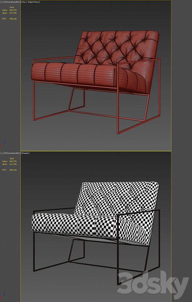 Restoration Hardware Modern – Marsden Tufted 3DSMax File - thumbnail 3