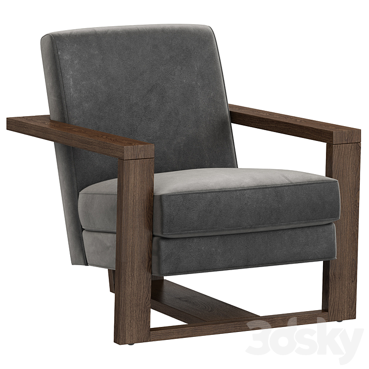 Restoration Hardware Roger Leather Chair 3DS Max - thumbnail 1