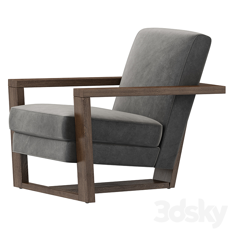 Restoration Hardware Roger Leather Chair 3DS Max - thumbnail 2