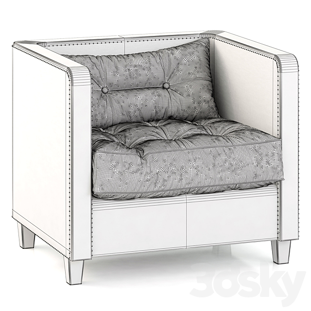 Restoration Hardware Shelter Arm Upholstered Chair 3DS Max Model - thumbnail 3