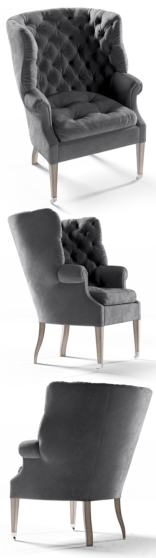 Restoration Hardware Wing Chair 3DS Max Model - thumbnail 2