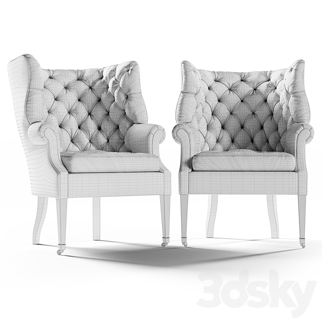 Restoration Hardware Wing Chair 3DS Max Model - thumbnail 3