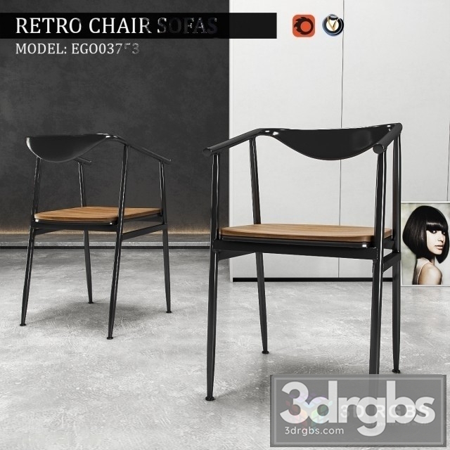 Retro chair Sofas 3dsmax Download - thumbnail 1