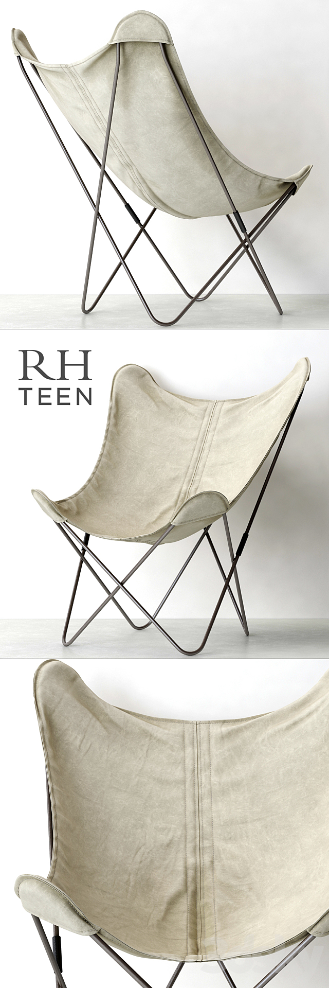 RH _ TYE STONEWASHED CANVAS BUTTERFLY CHAIR 3DSMax File - thumbnail 1