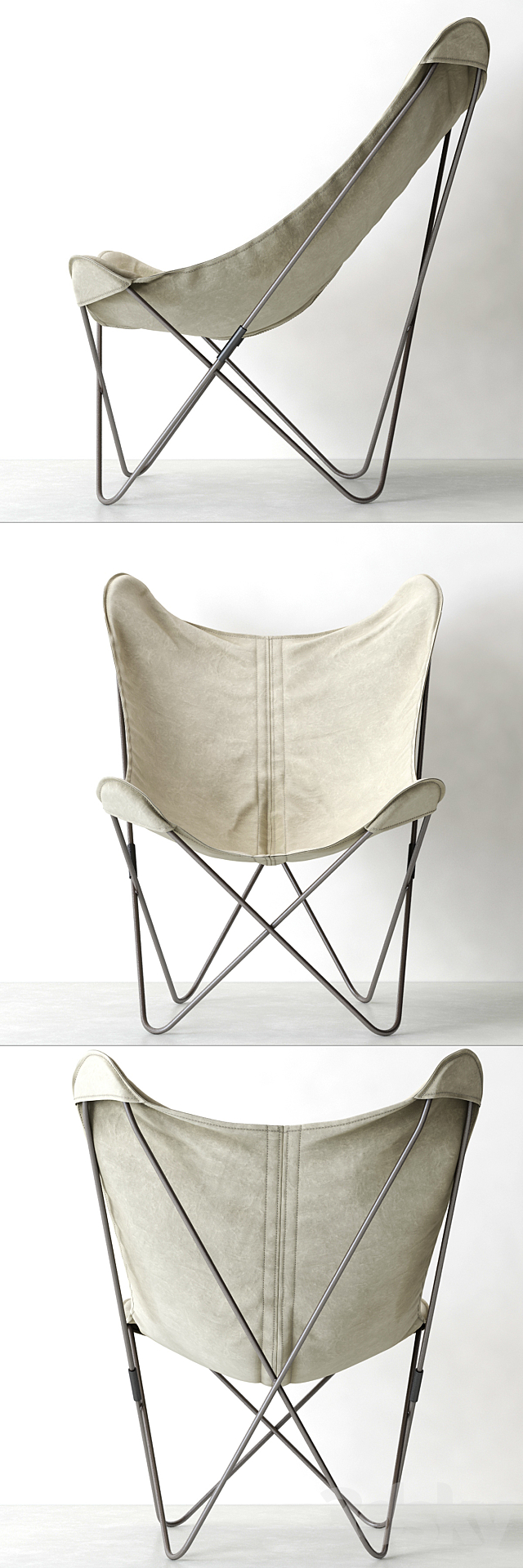 RH _ TYE STONEWASHED CANVAS BUTTERFLY CHAIR 3DSMax File - thumbnail 2