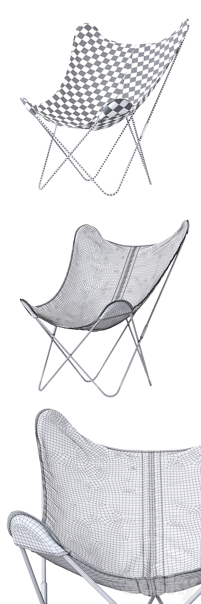 RH _ TYE STONEWASHED CANVAS BUTTERFLY CHAIR 3DSMax File - thumbnail 3