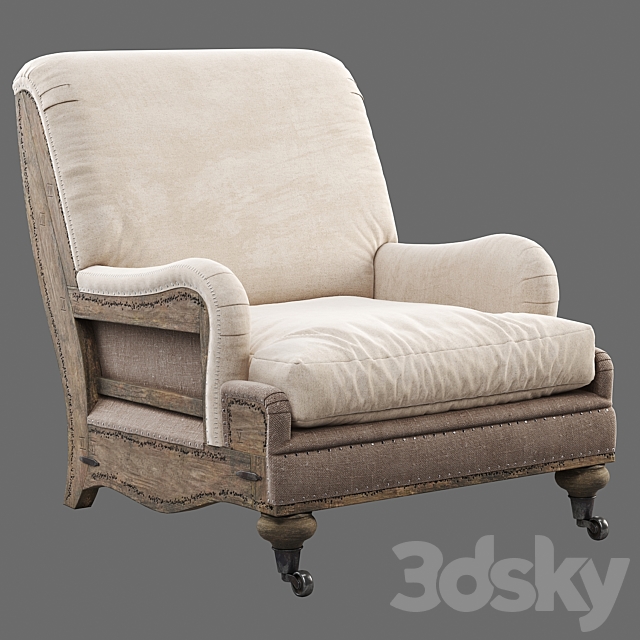 RH Deconstructed English Roll Armchair 3ds Max - thumbnail 1