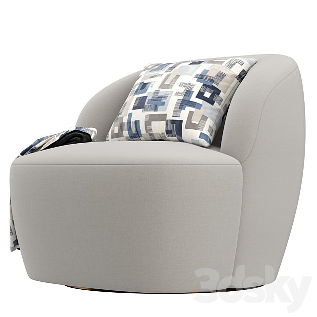 RH Emilia armchair 3DS Max Model - thumbnail 3