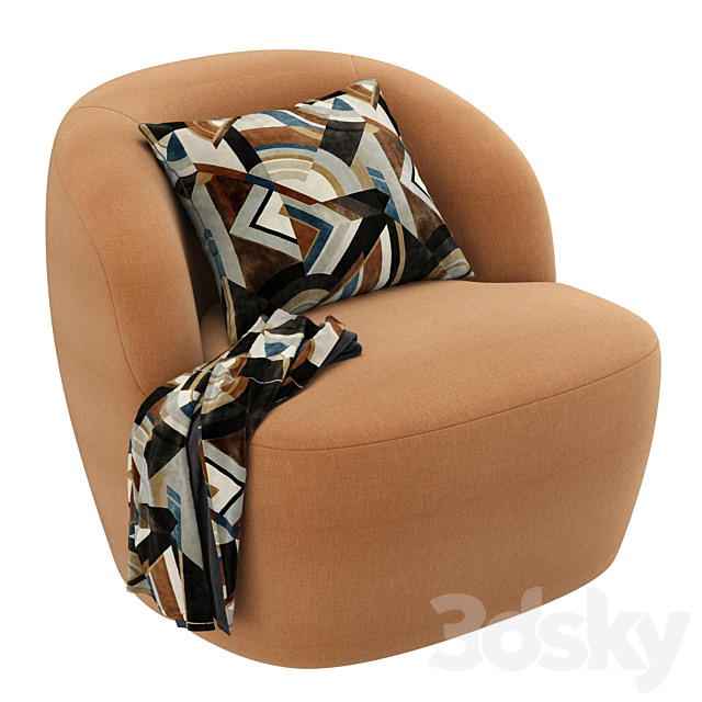 RH Emilia armchair 3DS Max Model - thumbnail 5