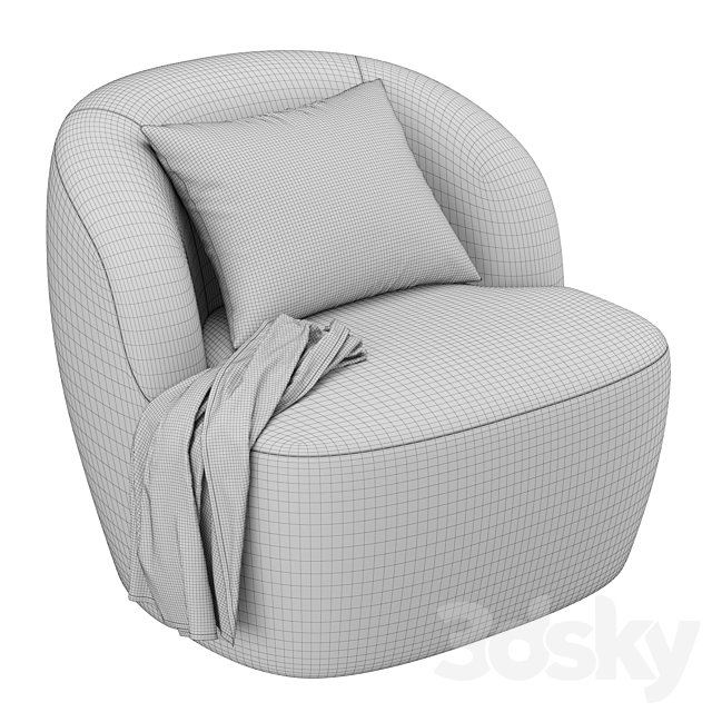 RH Emilia armchair 3DS Max Model - thumbnail 6