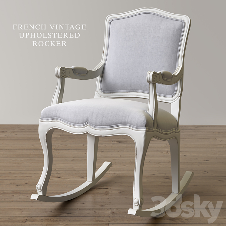 RH | French Vintage Upholstered Rocker 3DS Max Model - thumbnail 3