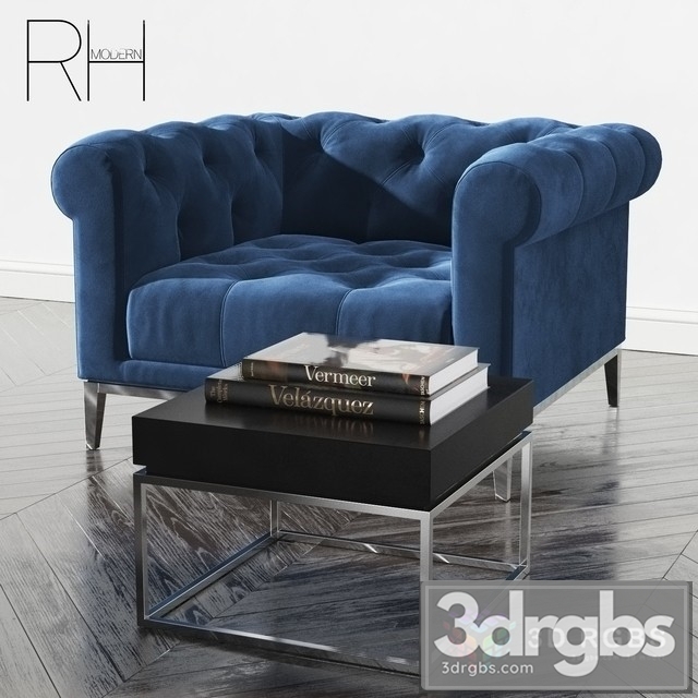 RH Italia Chesterfield Fabric Chair 3dsmax Download - thumbnail 1