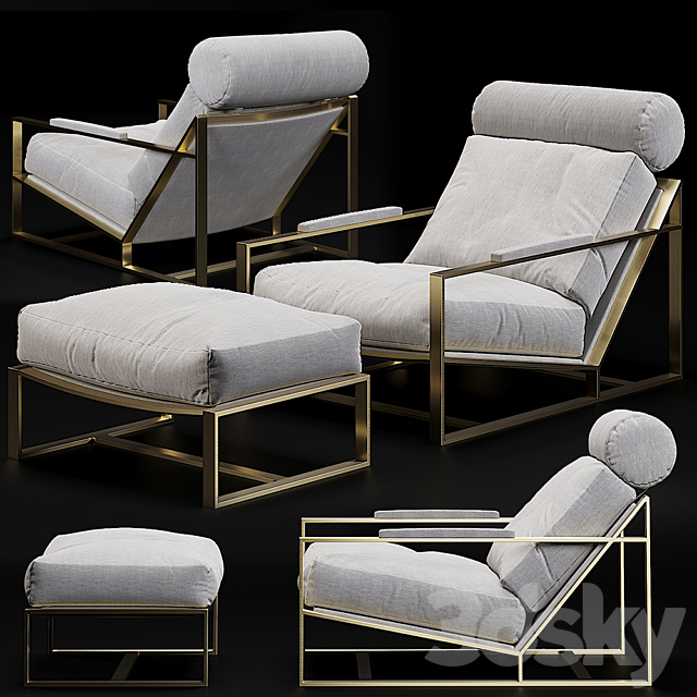 RH Milo Baughman Model # 3418 1965 Chair 3ds Max - thumbnail 1