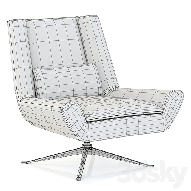 RH Modern Luke Leather Chair 3DS Max Model - thumbnail 3